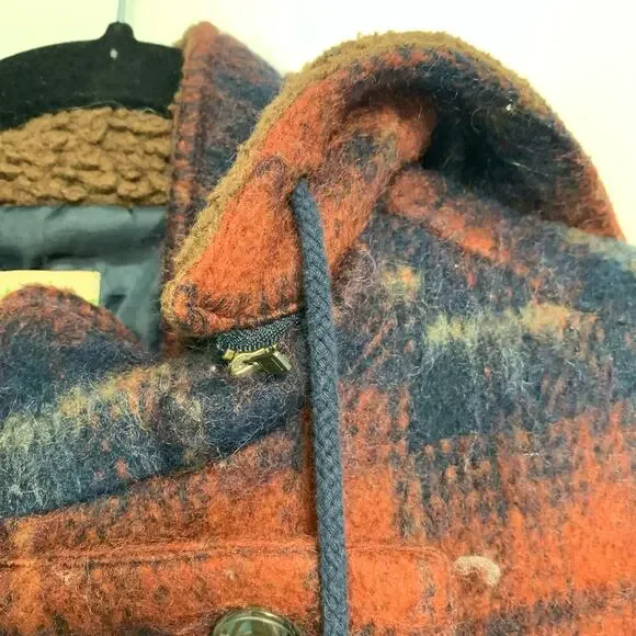 Urban Outfitters Staring at Stars Plaid Sherpa Hooded Button Up Jacket Size Sm - Picture 7 of 9